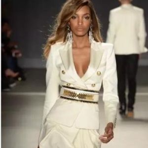 Balmain x H&M Cream Satin Lapel Blazer